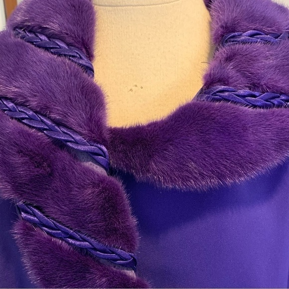 Natasia Collection Faux Fur Collar Purple formal skirt suit set Mother of bride - Picture 4 of 12
